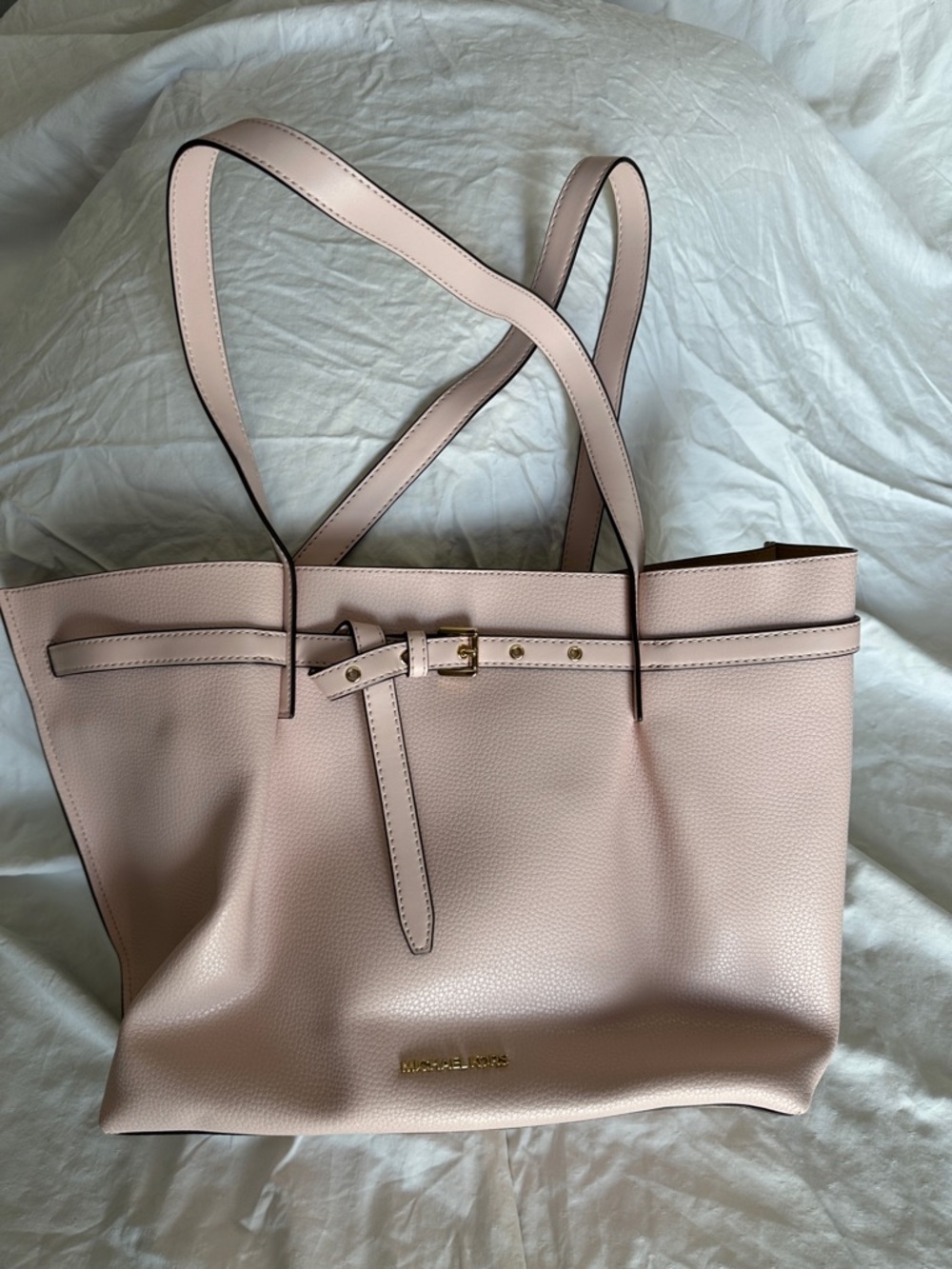 Michael Kors Pale Pink Leather Tote with Gold Hardware
